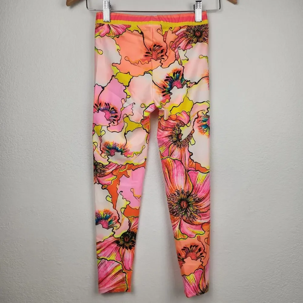 Agua Bendita Kids Swim Rashguard Leggings in Pink, Orange, Yellow